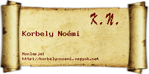 Korbely Noémi névjegykártya
